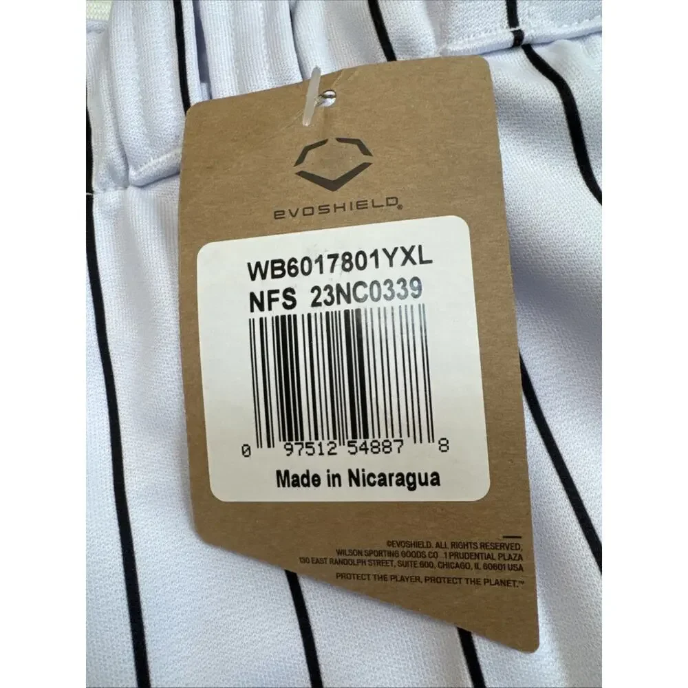 Evosheild Youth XL Baseball Softball Pant White & Black Pin Stripe‎ Straight Cut
